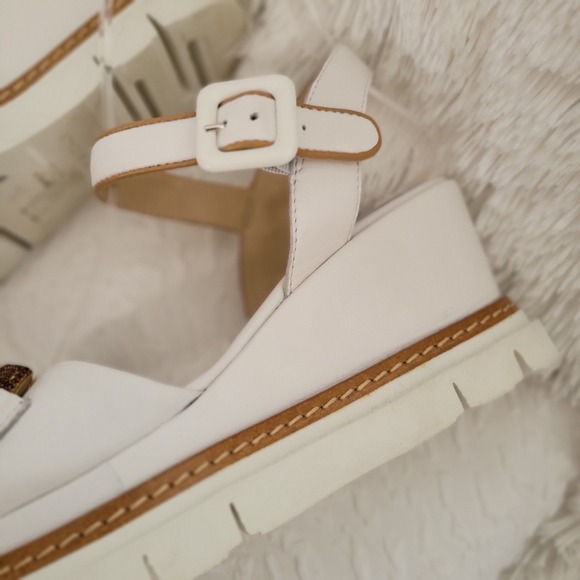 Luca Grossi Women's White Leather Chain Accent Wedge Sandals EU 36 - Picture 7 of 11